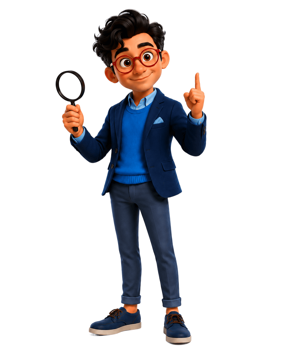 Coverage Professor holding a magnifying glass